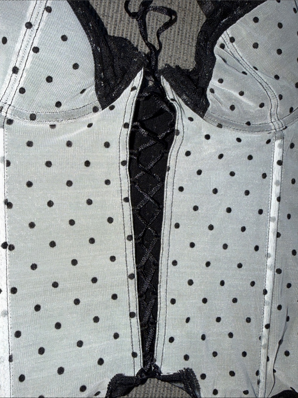 Polka Dot Lace Trim Bustier Corset - Picture 3 of 3